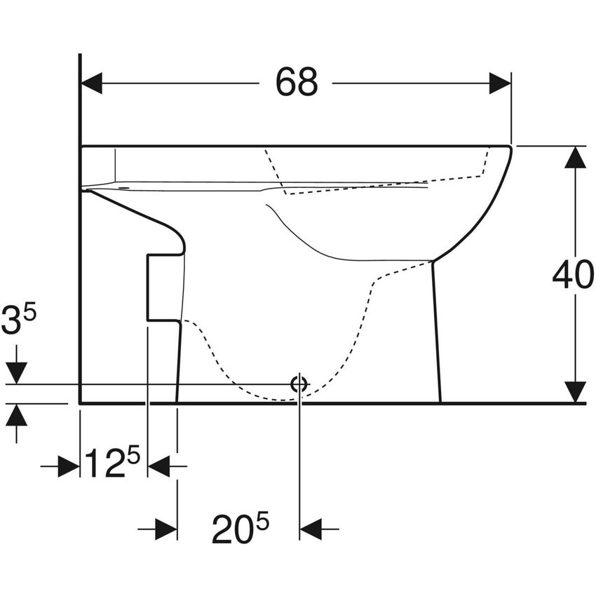 Immagine di Geberit SELNOVA vaso a pavimento a cacciata, per cassetta di risciacquo esterna monoblocco, senza sedile e senza cassetta, scarico orizzontale e fissaggio nascosto, colore bianco finitura lucido 500.287.01.7