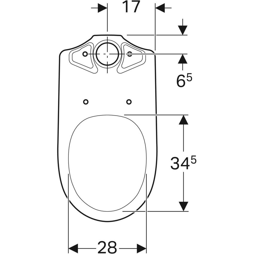 Immagine di Geberit SELNOVA vaso a pavimento a cacciata, per cassetta di risciacquo esterna monoblocco, senza sedile e senza cassetta, scarico orizzontale e fissaggio nascosto, colore bianco finitura lucido 500.287.01.7