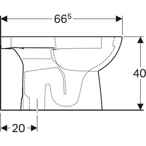 Immagine di Geberit SELNOVA vaso a pavimento a cacciata, per cassetta di risciacquo esterna monoblocco, senza sedile e senza cassetta, scarico verticale e fissaggio nascosto, colore bianco finitura lucido 500.151.01.7