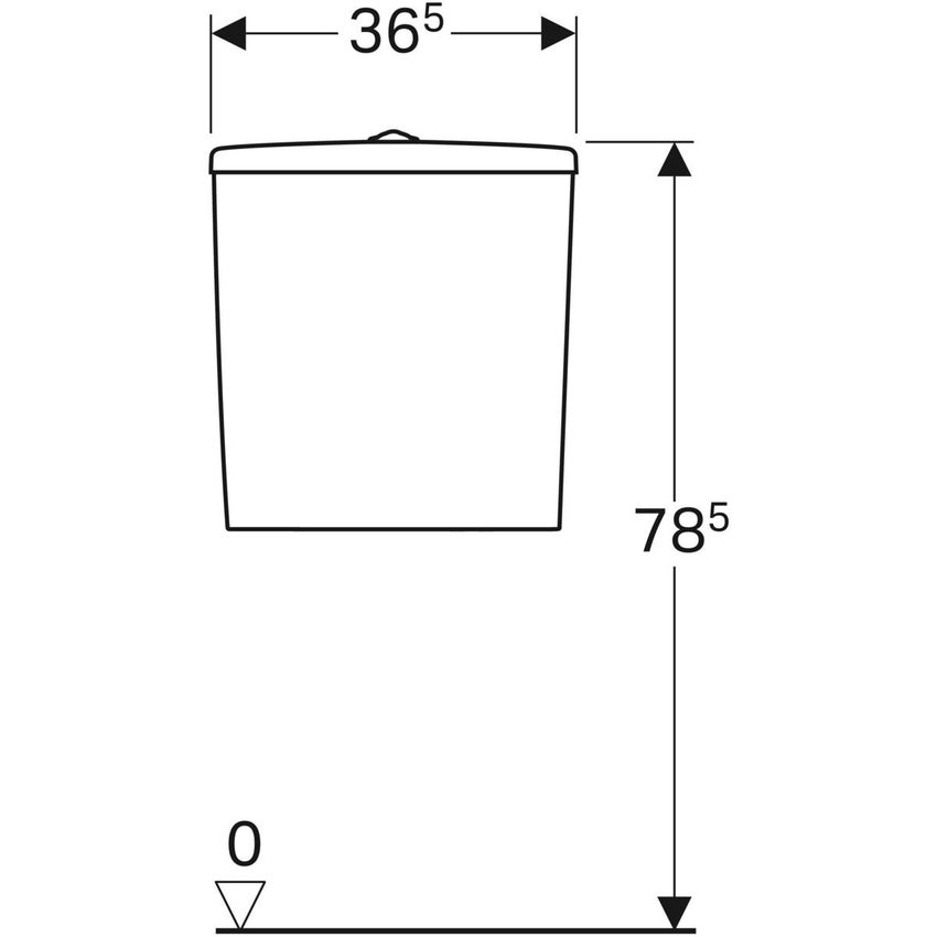 Immagine di Geberit SELNOVA cassetta di risciacquo esterna monoblocco, con risciacquo a due quantità e allacciamento idrico laterale, colore bianco finitura lucido 500.269.01.1