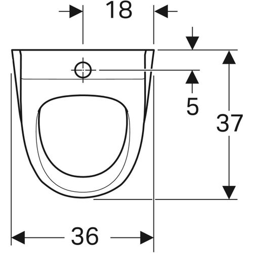Immagine di Geberit SELNOVA orinatoio con entrata acqua dall'alto e scarico posteriore o in basso, colore bianco finitura lucido 500.343.01.1