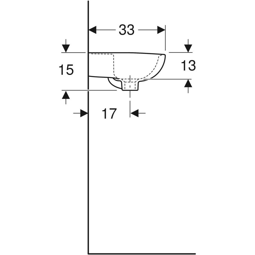 Immagine di Geberit COLIBRI' lavamani L.40 cm, con foro per rubinetteria e troppopieno, colore bianco finitura lucido 500.911.00.1