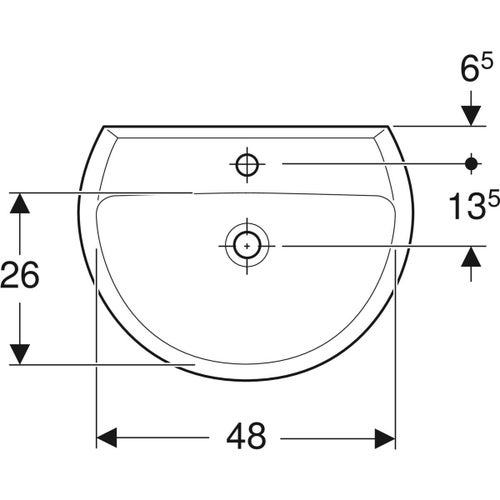 Immagine di Geberit COLIBRI' lavabo L.55 cm, con foro per rubinetteria e troppopieno, colore bianco finitura lucido 500.871.00.1