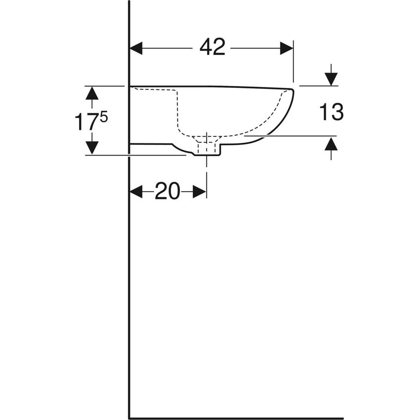 Immagine di Geberit COLIBRI' lavabo L.55 cm, con foro per rubinetteria e troppopieno, colore bianco finitura lucido 500.871.00.1