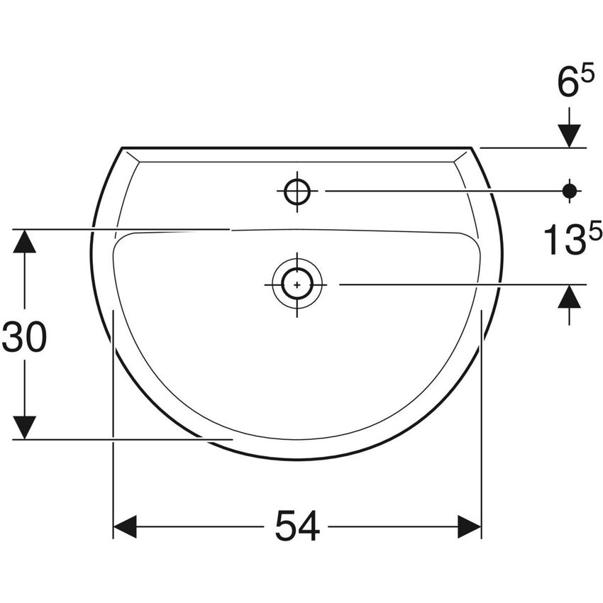 Immagine di Geberit COLIBRI' lavabo L.60 cm, con foro per rubinetteria e troppopieno, colore bianco finitura lucido 500.887.00.1