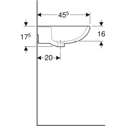 Immagine di Geberit COLIBRI' lavabo L.60 cm, con foro per rubinetteria e troppopieno, colore bianco finitura lucido 500.887.00.1