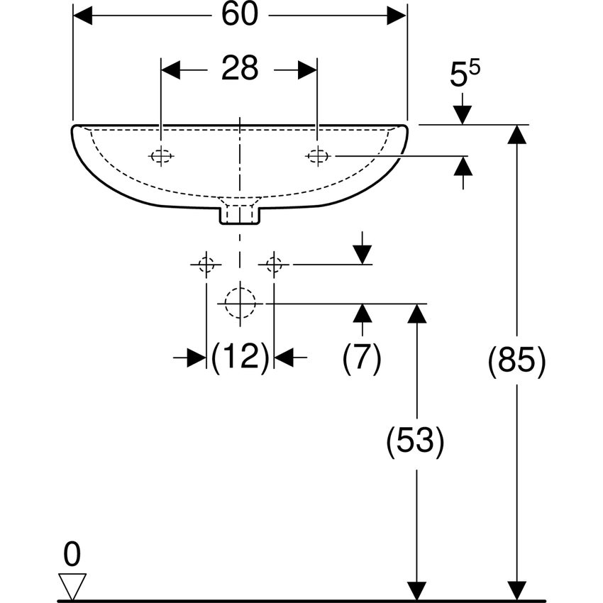 Immagine di Geberit COLIBRI' lavabo L.60 cm, con foro per rubinetteria e troppopieno, colore bianco finitura lucido 500.887.00.1