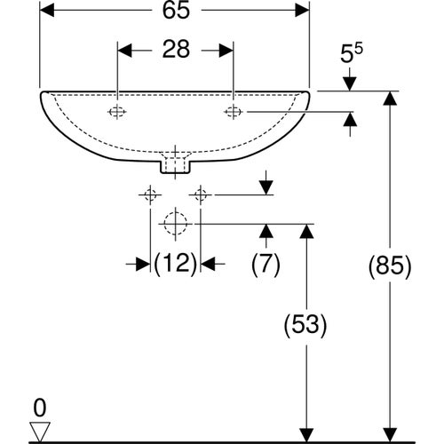 Immagine di Geberit COLIBRI' lavabo L.65 cm, con foro per rubinetteria e troppopieno, colore bianco finitura lucido 500.900.00.1