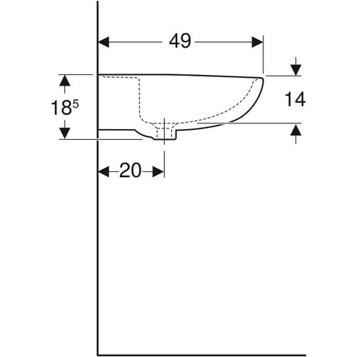 Immagine di Geberit COLIBRI' lavabo L.65 cm, con foro per rubinetteria e troppopieno, colore bianco finitura lucido 500.900.00.1