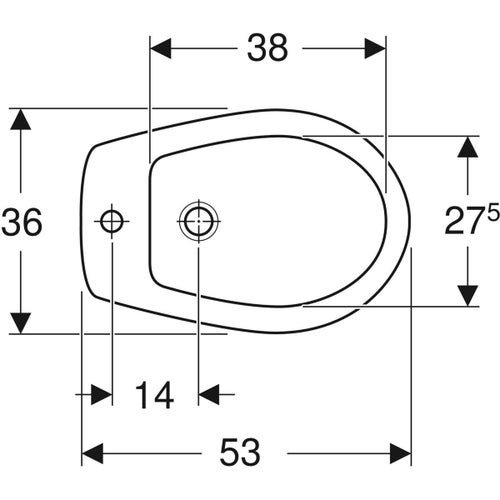 Immagine di Geberit COLIBRI' bidet a pavimento, con foro per rubinetteria e troppopieno, colore bianco finitura lucido 500.889.00.1