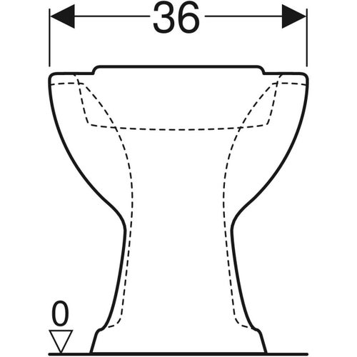 Immagine di Geberit COLIBRI' vaso a pavimento a cacciata, senza sedile, per cassetta di risciacquo esterna monoblocco, con scarico verticale, colore bianco finitura lucido 500.858.00.1