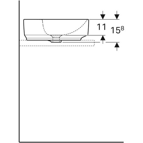 Immagine di Geberit VARIFORM lavabo rotondo da appoggio 45 cm, con piano per foro del rubinetto, colore bianco finitura lucido 500.769.01.2