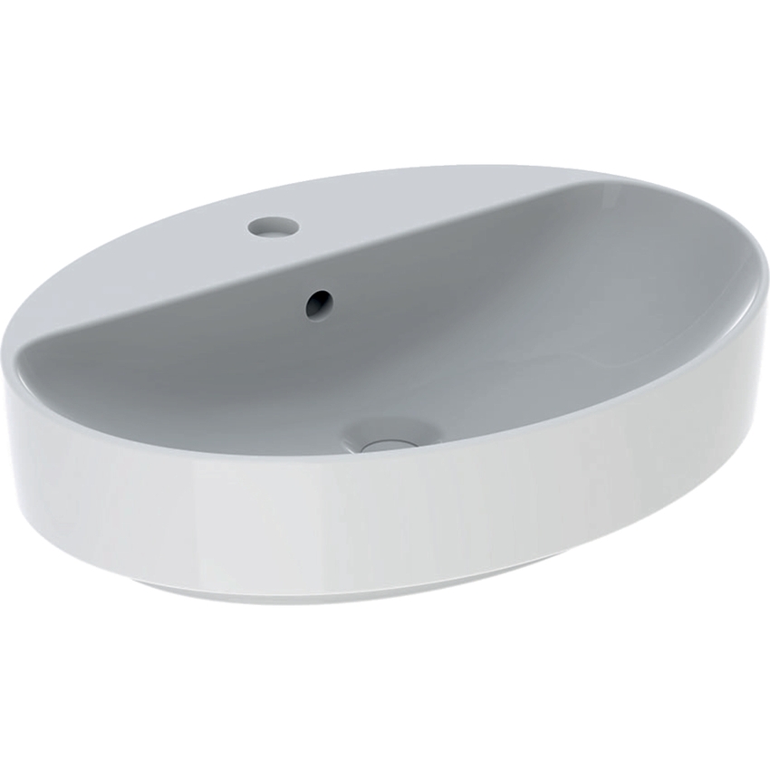 Immagine di Geberit VARIFORM lavabo ovale da appoggio 60 cm con piano per foro del rubinetto, colore bianco finitura lucido 500.772.01.2