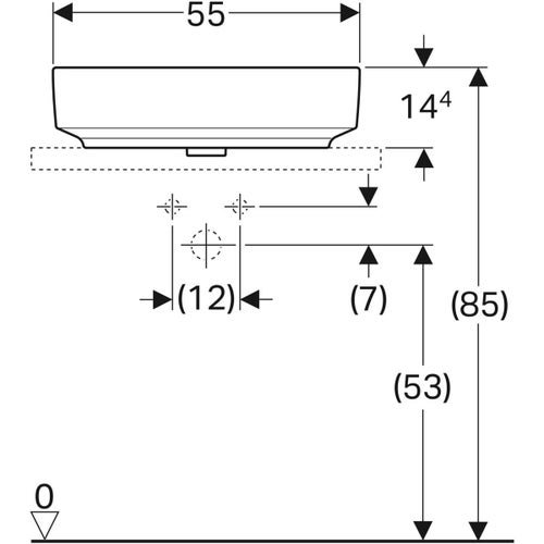 Immagine di Geberit VARIFORM lavabo ellittico da appoggio 55 cm, colore bianco finitura lucido 500.774.01.2