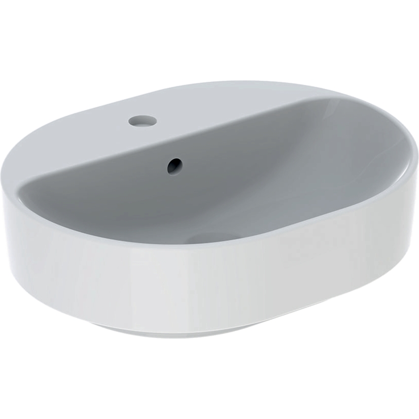 Immagine di Geberit VARIFORM lavabo ellittico da appoggio 50 cm con piano per foro del rubinetto, colore bianco finitura lucido 500.775.01.2