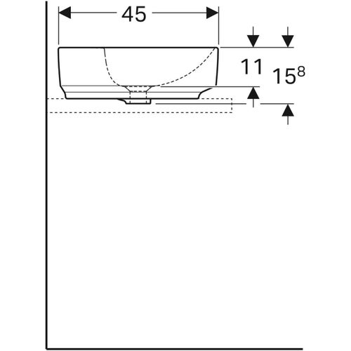 Immagine di Geberit VARIFORM lavabo ellittico da appoggio 60 cm con piano per foro del rubinetto, colore bianco finitura lucido 500.777.01.2