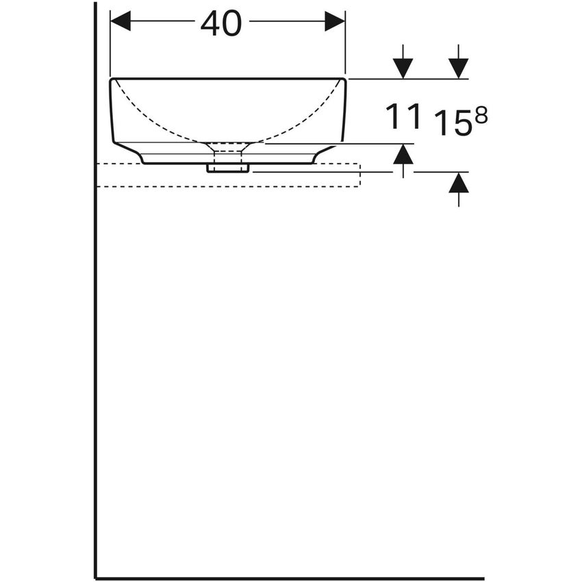 Immagine di Geberit VARIFORM lavabo rettangolare L.55 cm, da appoggio, senza foro rubinetteria e senza troppopieno, colore bianco finitura lucido 500.779.01.2