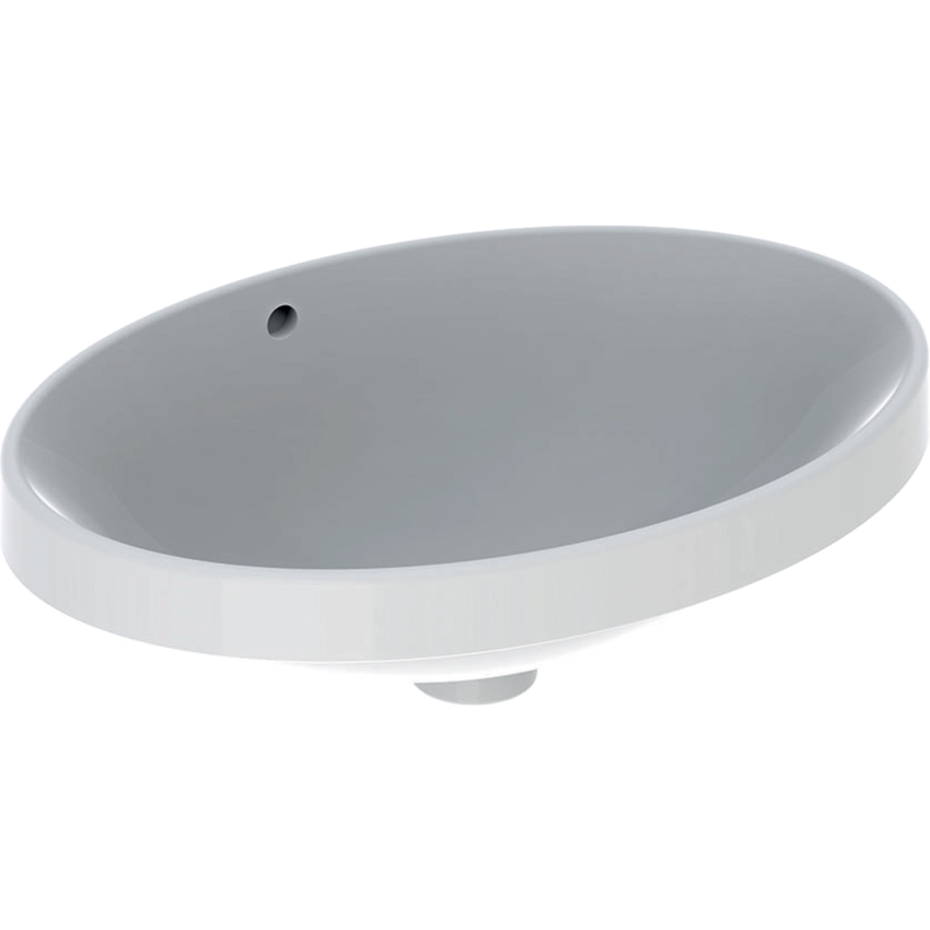 Immagine di Geberit VARIFORM lavabo ovale soprapiano 55 cm, da incasso, senza foro rubinetteria, con troppopieno, colore bianco finitura lucido 500.716.01.2