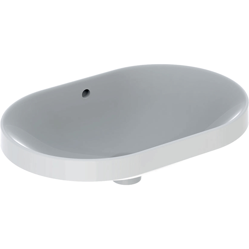 Immagine di Geberit VARIFORM lavabo ellittico 60 cm, da incasso, senza foro rubinetteria, con troppopieno, colore bianco finitura lucido 500.728.01.2