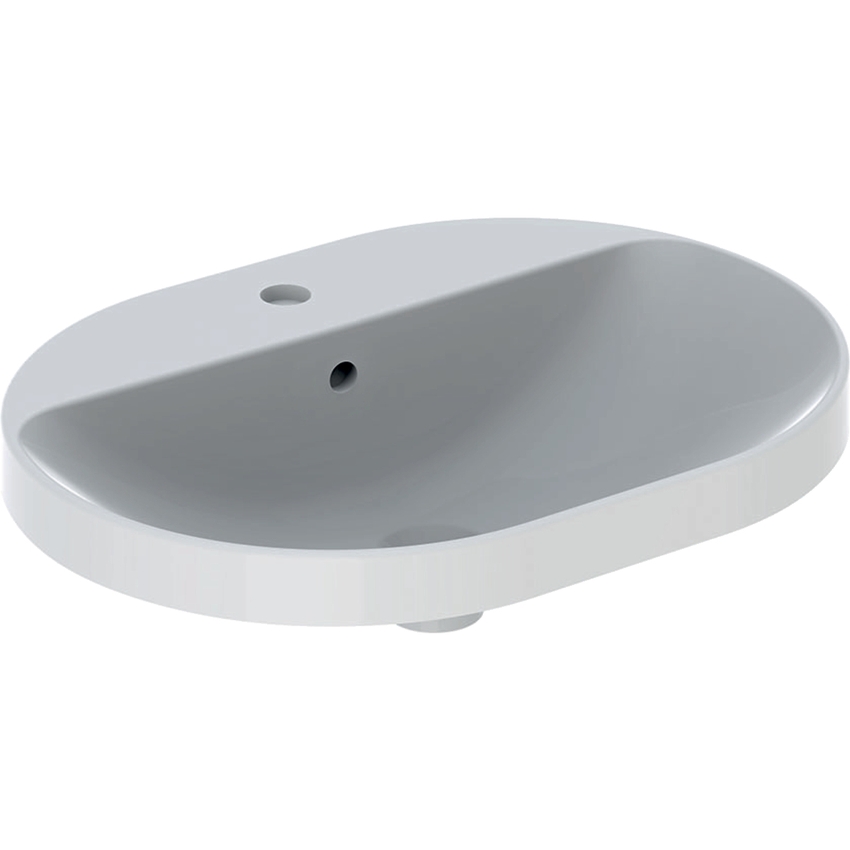Immagine di Geberit VARIFORM lavabo ellittico 60 cm, da incasso, con piano per foro rubinetteria e troppopieno, colore bianco finitura lucido 500.732.01.2