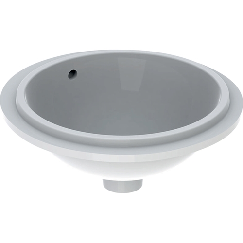 Immagine di Geberit VARIFORM lavabo rotondo sottopiano da incasso 39 cm, senza foro rubinetteria, con troppopieno, colore bianco finitura lucido 500.744.01.2