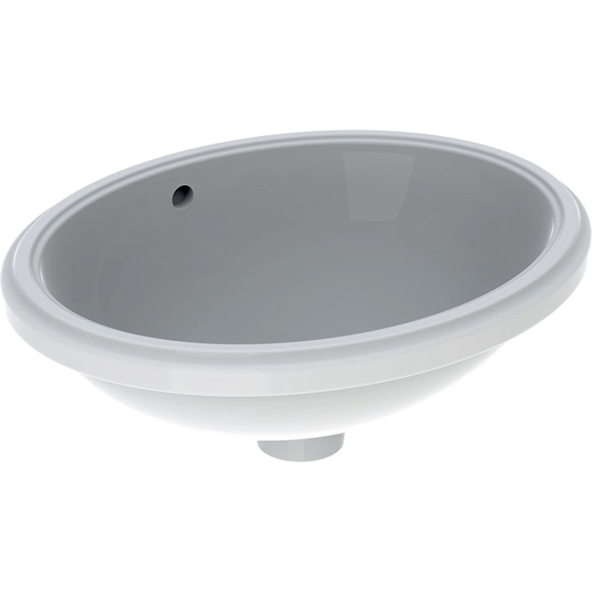 Immagine di Geberit VARIFORM lavabo ovale sottopiano da incasso L.48 cm, senza foro rubinetteria, con troppopieno, colore bianco finitura lucido 500.748.01.2