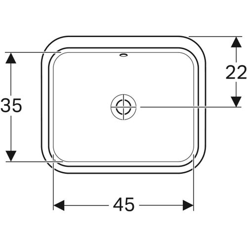 Immagine di Geberit VARIFORM lavabo rettangolare sottopiano da incasso L.53 cm, senza foro rubinetteria, con troppopieno, colore bianco finitura lucido 500.760.01.2