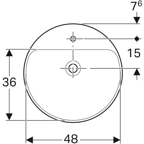 Immagine di Geberit VARIFORM lavabo semincasso rotondo 50 cm, con foro rubinetteria e troppopieno, colore bianco finitura lucido 500.782.01.2