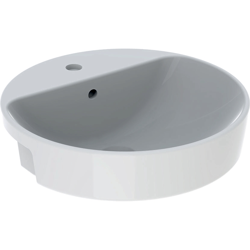 Immagine di Geberit VARIFORM lavabo semincasso rotondo 50 cm, con foro rubinetteria e troppopieno, colore bianco finitura lucido 500.782.01.2