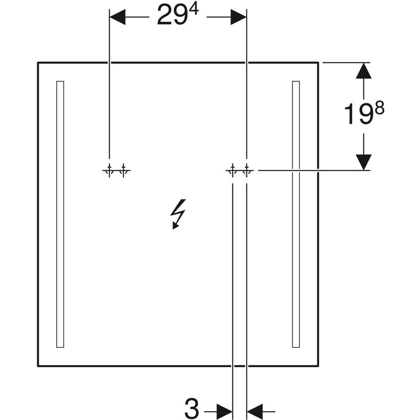 Immagine di Geberit OPTION specchio 60 cm con illuminazione led posizionata a destra e sinistra 500.586.00.1