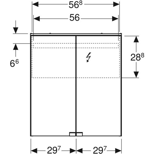 Geberit 500.207.00.1 OPTION specchio contenitore L.120 cm, con corpo e tre  ante dotate di specchi interni ed esterni e illuminazione led