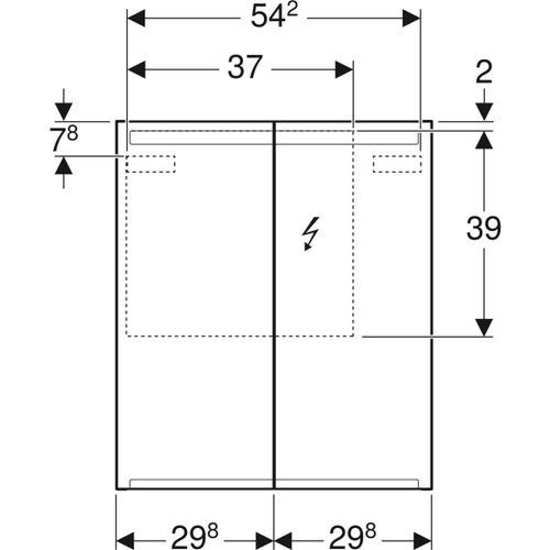 Immagine di Geberit OPTION specchio contenitore L.60 cm, con corpo e due ante dotati di specchi interni ed esterni e illuminazione led 500.582.00.1