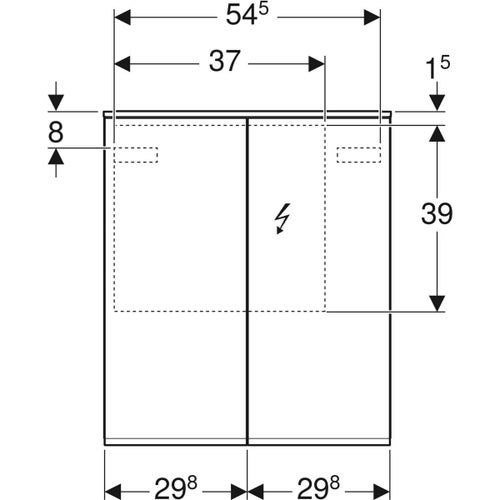 Immagine di Geberit OPTION specchio contenitore L.60 cm, con due ante e illuminazione led e presa USB 500.593.00.1