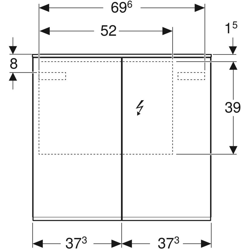 Immagine di Geberit OPTION specchio contenitore L.75 cm, con due ante e illuminazione led e presa USB 500.206.00.1