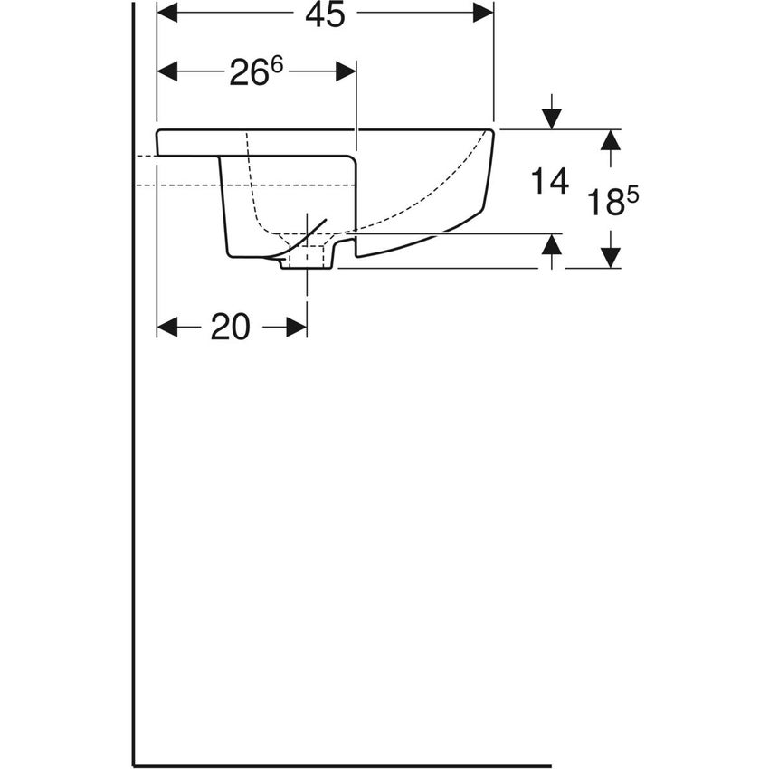 Immagine di Geberit VARIFORM lavabo L.55 cm, da semincasso squadrato, con foro per rubinetteria, colore bianco finitura lucido 500.681.01.1