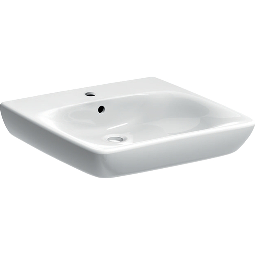 Immagine di Geberit SELNOVA COMFORT lavabo L.55 cm, per disabili, con troppopieno e foro rubinetteria, colore bianco finitura lucido 500.302.01.1