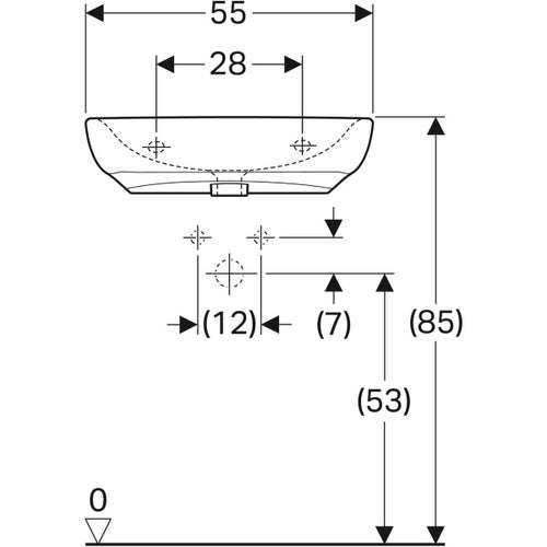 Immagine di Geberit SELNOVA COMFORT lavabo L.55 cm, per disabili, senza troppopieno, colore bianco finitura lucido 500.187.01.1