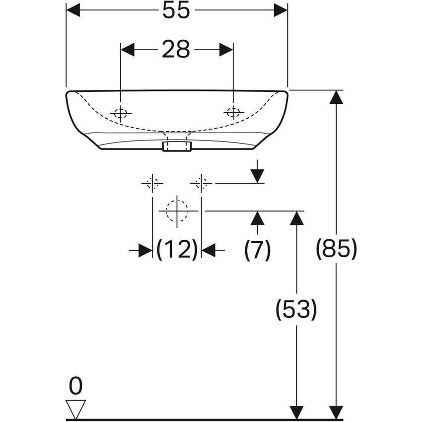 Immagine di Geberit SELNOVA COMFORT lavabo L.55 cm, per disabili, senza troppopieno, colore bianco finitura lucido 500.187.01.1
