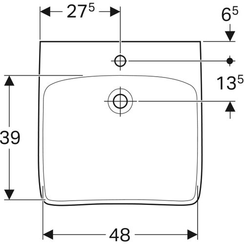 Immagine di Geberit SELNOVA COMFORT lavabo L.55 cm, per disabili, senza troppopieno, colore bianco finitura lucido 500.187.01.1