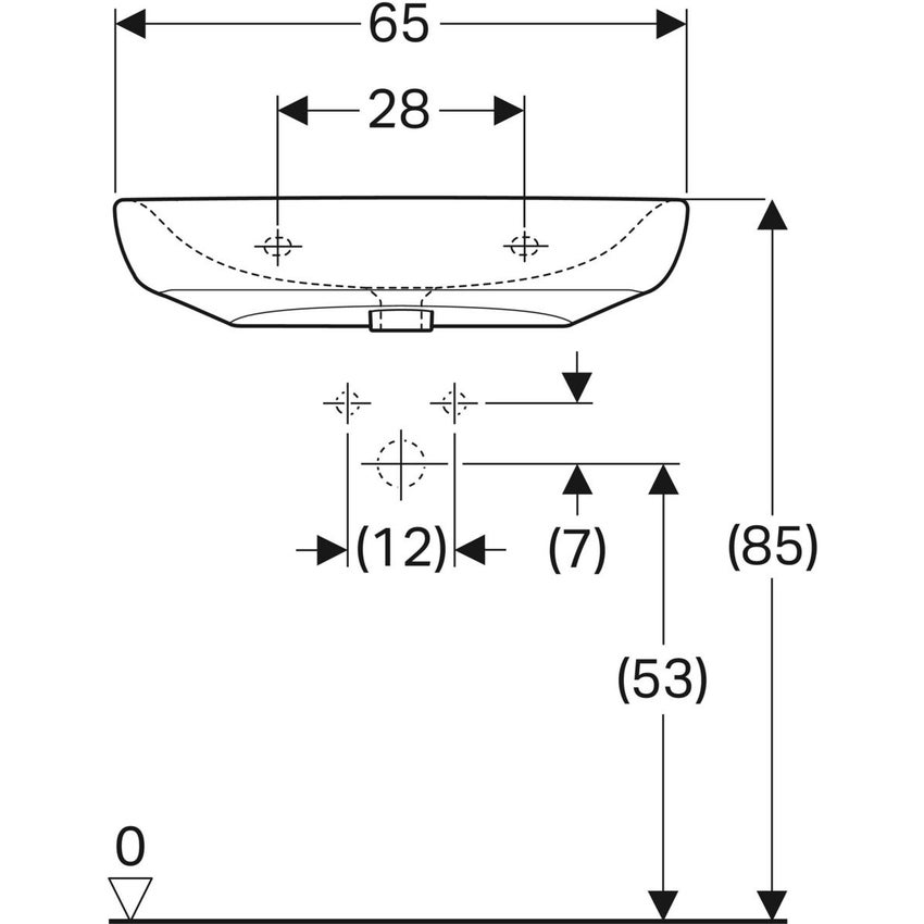 Immagine di Geberit SELNOVA COMFORT lavabo L.65 cm, per disabili, senza troppopieno, colore bianco finitura lucido 500.188.01.1
