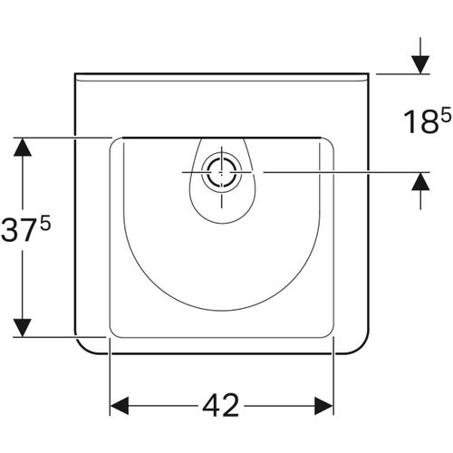 Immagine di Geberit SELNOVA COMFORT SQUARE lavabo L.55 cm, per disabili, senza troppopieno e senza foro per rubinetteria, colore bianco finitura lucido 500.787.01.1