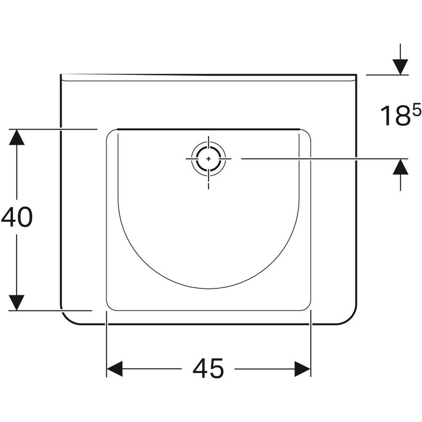 Immagine di Geberit SELNOVA COMFORT SQUARE lavabo L.65 cm, per disabili, senza troppopieno e senza foro per rubinetteria, colore bianco finitura lucido 500.790.01.1