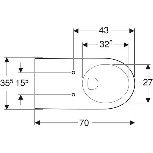 Immagine di Geberit SELNOVA COMFORT vaso sospeso a cacciata con profondità elevata, senza sedile, colore bianco finitura lucido 500.261.01.1