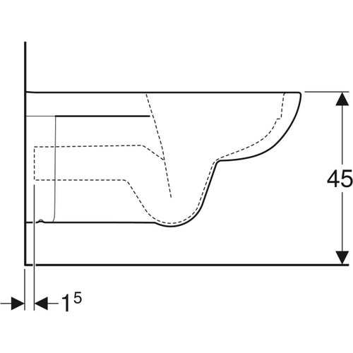 Immagine di Geberit SELNOVA COMFORT vaso sospeso Rimfree, a cacciata con profondità elevata, senza sedile, colore bianco finitura lucido 500.262.01.1