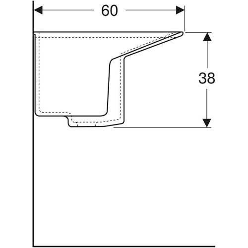 Immagine di Geberit PUBLICA lavatoio L.60 cm polivalente, con superficie di lavaggio inclinata, colore bianco finitura lucido 500.831.00.1