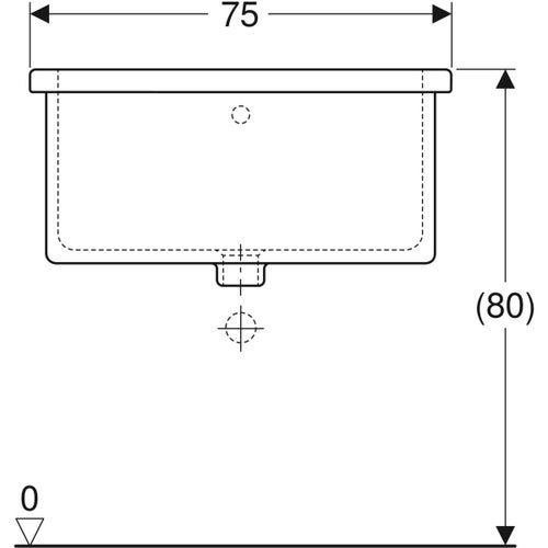 Immagine di Geberit PUBLICA ISEO lavatoi polivalenti 75 cm con troppopieno, colore bianco finitura lucido 500.909.00.1