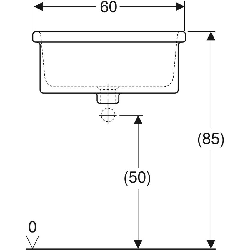Immagine di Geberit PUBLICA RUSCELLO lavatoio L.60 cm polivalente, colore bianco finitura lucido 500.885.00.1