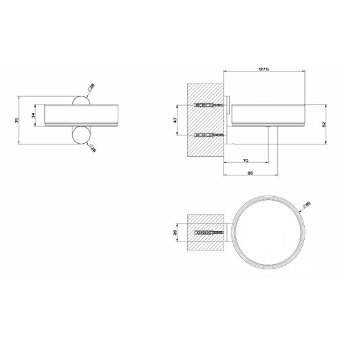 Immagine di Gessi 316 ACCESSORI porta sapone a parete bianco, finitura steel brushed 54701#239