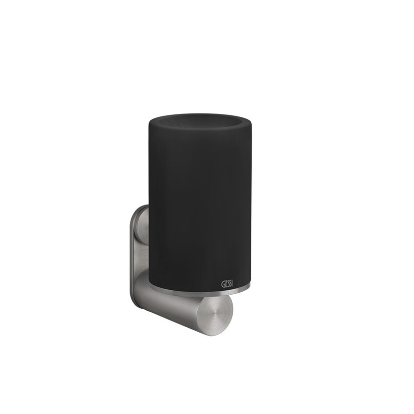 Immagine di Gessi 316 ACCESSORI porta bicchiere a parete nero, finitura steel brushed 54708#239