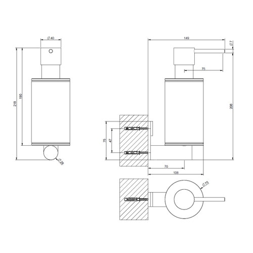 Immagine di Gessi 316 ACCESSORI porta dispenser a parete con bicchiere bianco, finitura steel brushed 54713#239